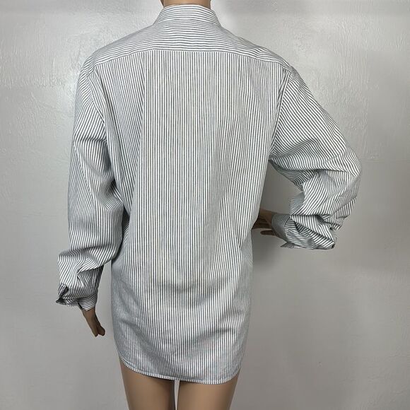 Theory White And Blue Stripes Long Sleeve Button Down Shirt Size S - Picture 5 of 11